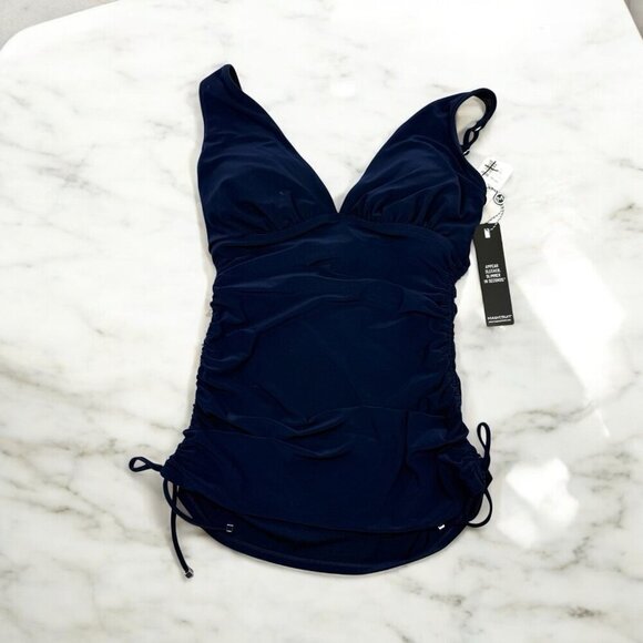 Magicsuit Navy Blue Ruched Tankini Swim Top Slimming Size 10 Pool Vacation Beach - Picture 12 of 12